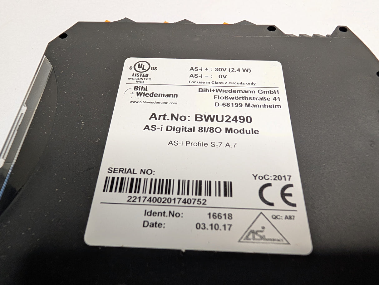 Bihl Wiedemann - ASi Digital I/O Module - BWU2490 - New - Big Liquidators
