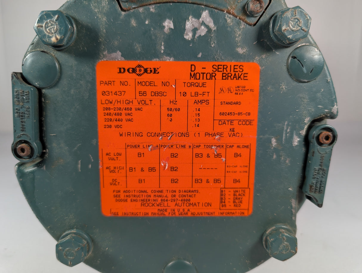 Reliance Electric - 2 HP Electric Motor With D - Series Motor Break - P14H7208N - Used - Big Liquidators