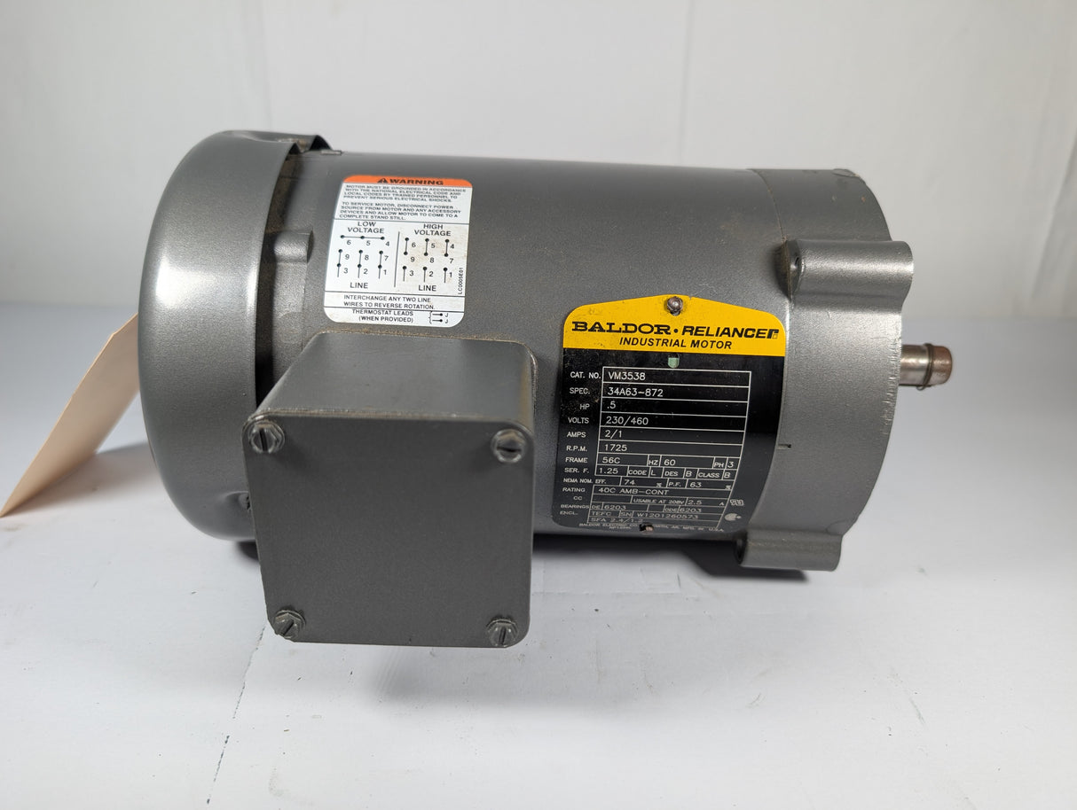 Baldor Reliance - 0.5 Hp Electric Motor - VM3538 - Used - Big Liquidators
