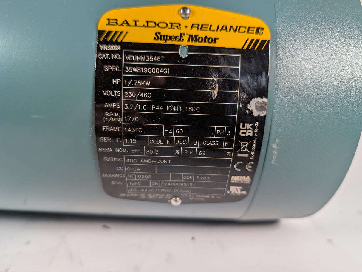 Baldor Reliance - 1 HP Electric Motor - VEUHM3546T - Used - Big Liquidators