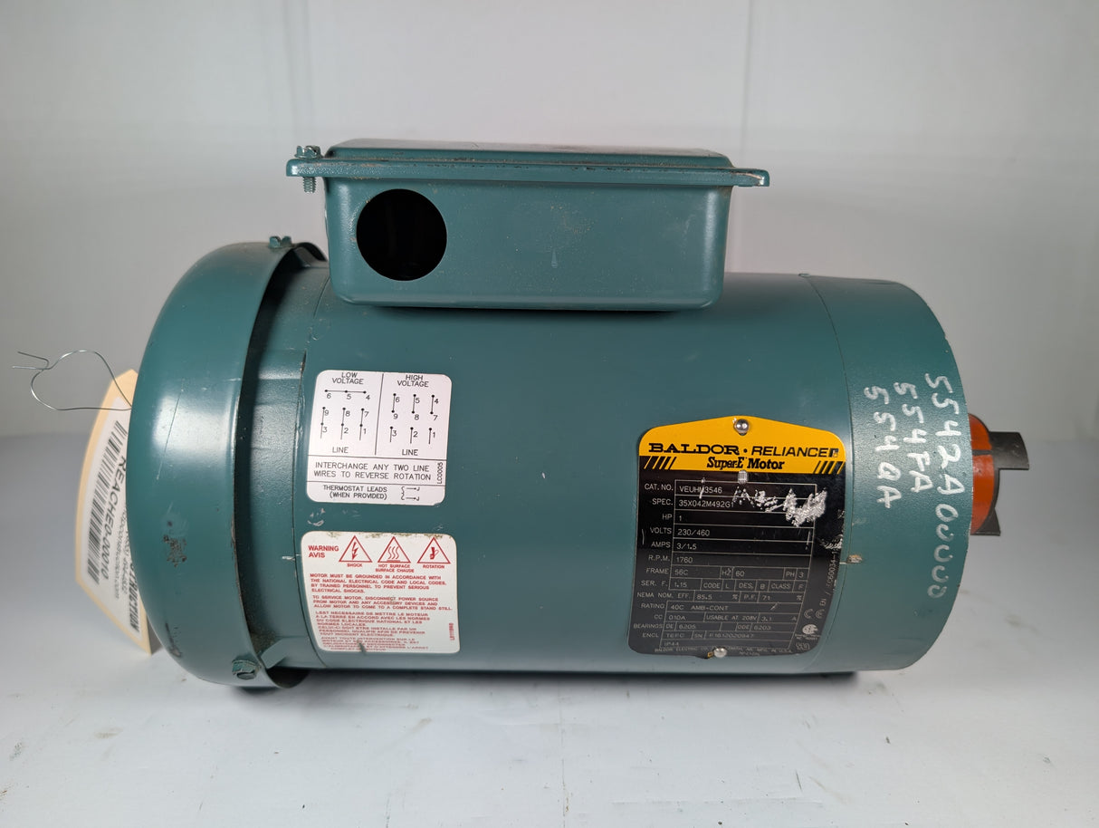 Baldor Reliance - 1 HP Electric Motor - VEUHM3546 - Used - Big Liquidators