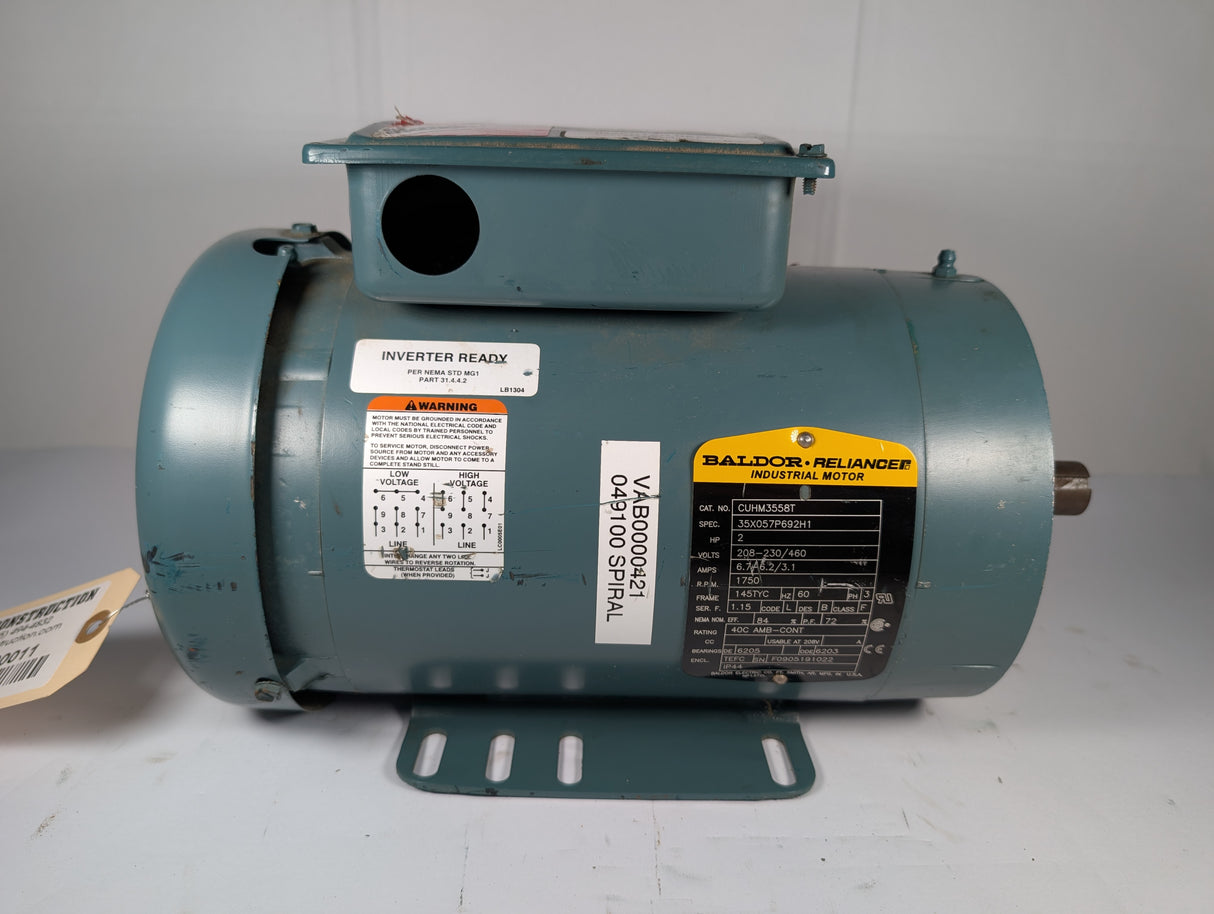 Baldor Reliance - 2 HP Electric Motor - CUHM3558T - Used - Big Liquidators