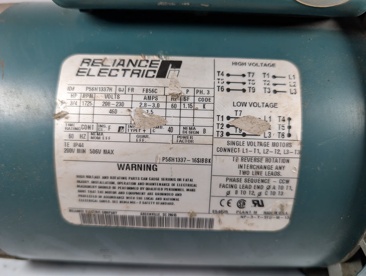 Reliance Electric - 0.75 HP Electric Motor - P56H1337H - Used - Big Liquidators
