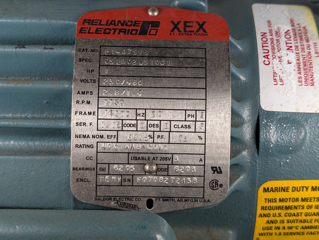 Reliance Electric - 1 HP Electric Motor - P14G7516 - Used - Big Liquidators