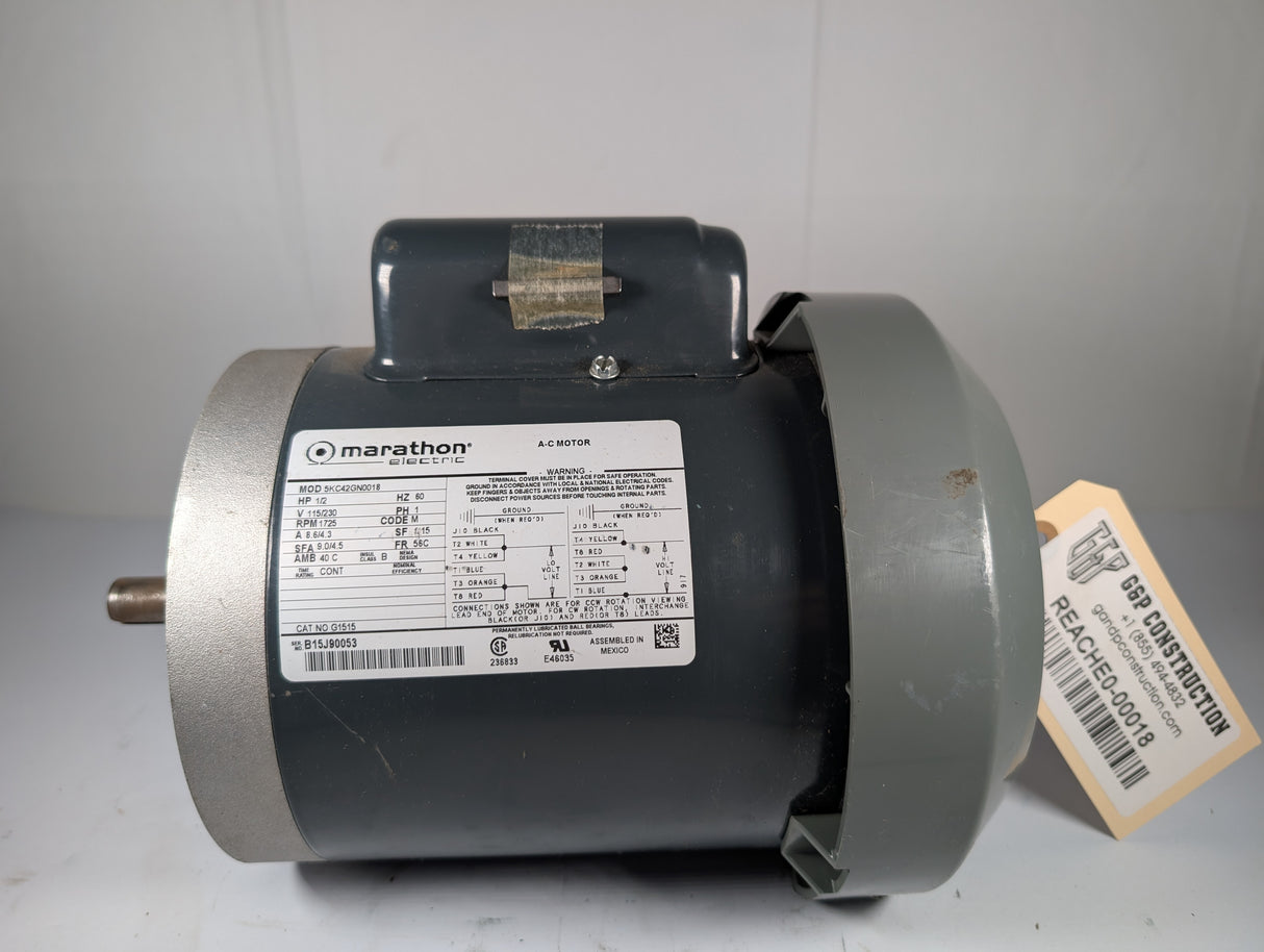 Marathon Electric - 0.5 HP Electric Motor - 5KC42GN0018 - Used - Big Liquidators
