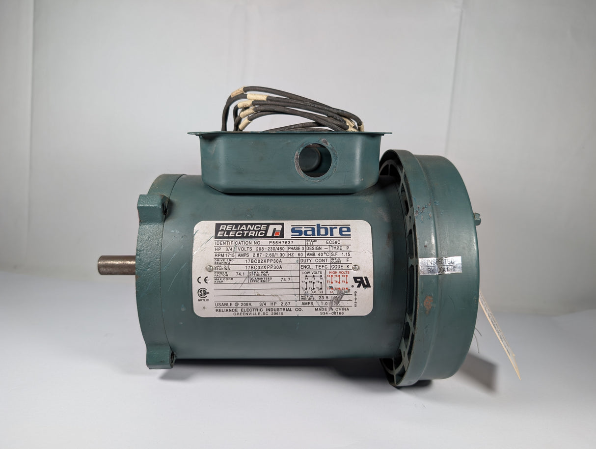 Reliance Electric - 0.75 HP Electric Motor - P56H7637 - Used - Big Liquidators