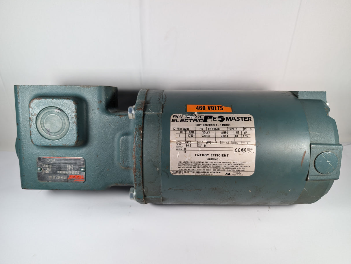 Reliance Electric - 1 HP Electric Motor with Tigear Gear Reducer - P56X1531S W/MR94907 R BB - Used - Big Liquidators