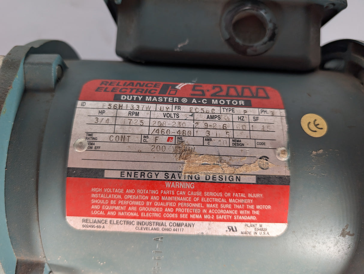 Reliance Electric - 0.75 HP Electric Motor - P56H1337W - Used - Big Liquidators