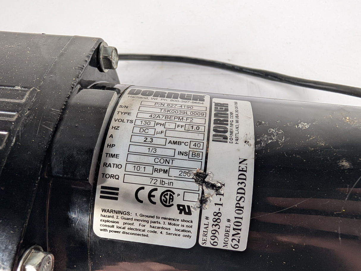 Dorner - 1/3 HP Electric Motor - 42A7BEPM - F2 - Used - Big Liquidators