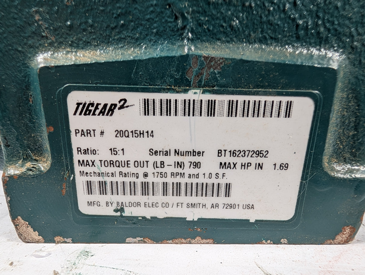 Dodge Tigear - Electric Motor 15:1 Gear Reducer - 20Q15H14 - Used - Big Liquidators