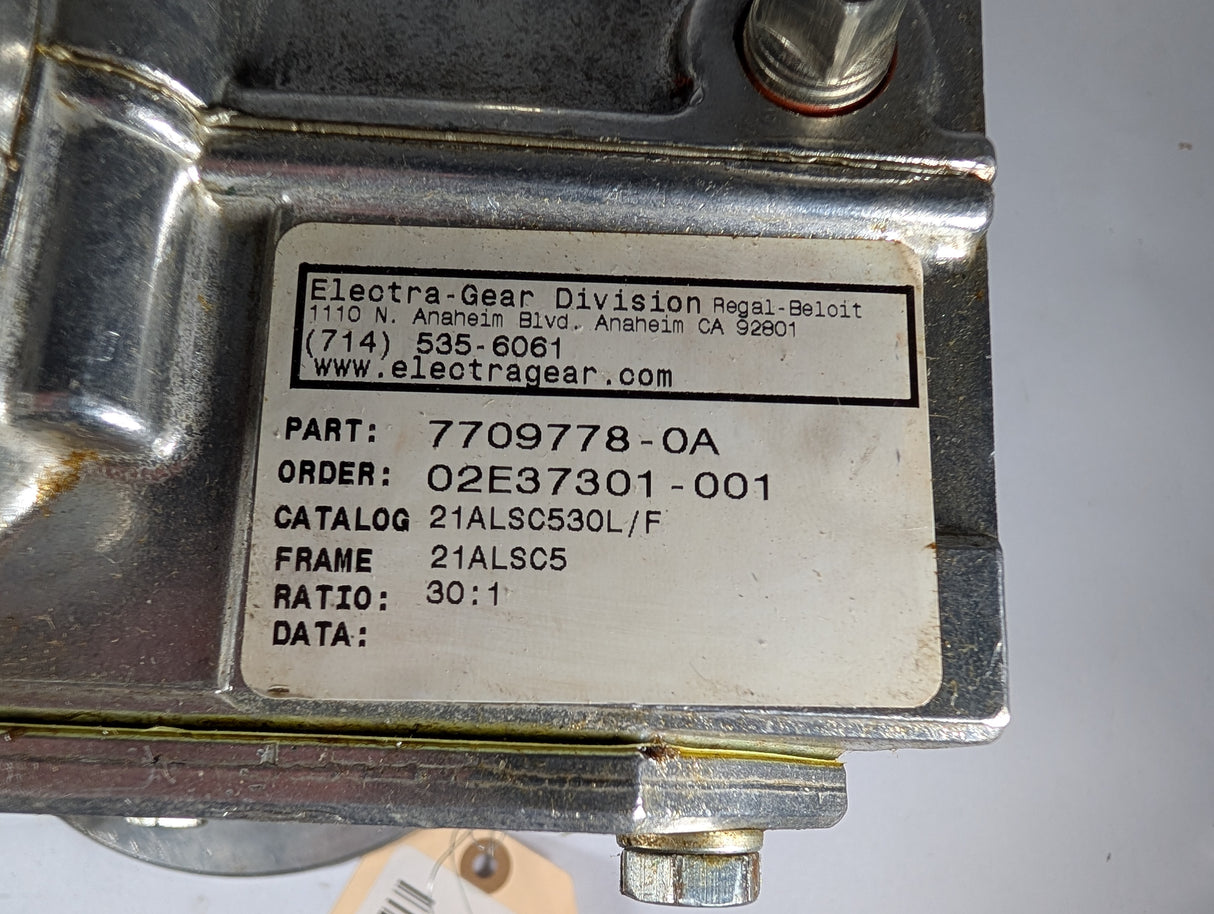Electra - Electric Motor 30:1 Gear Reducer - 21ALSC530L/F - Used - Big Liquidators