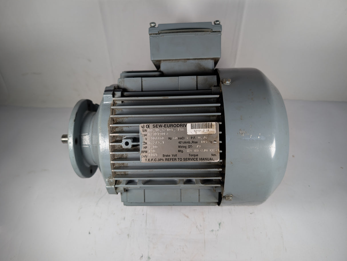 Sew - Eurodrive - 2 HP Electric Motor - R27DT90L4 - Used - Big Liquidators