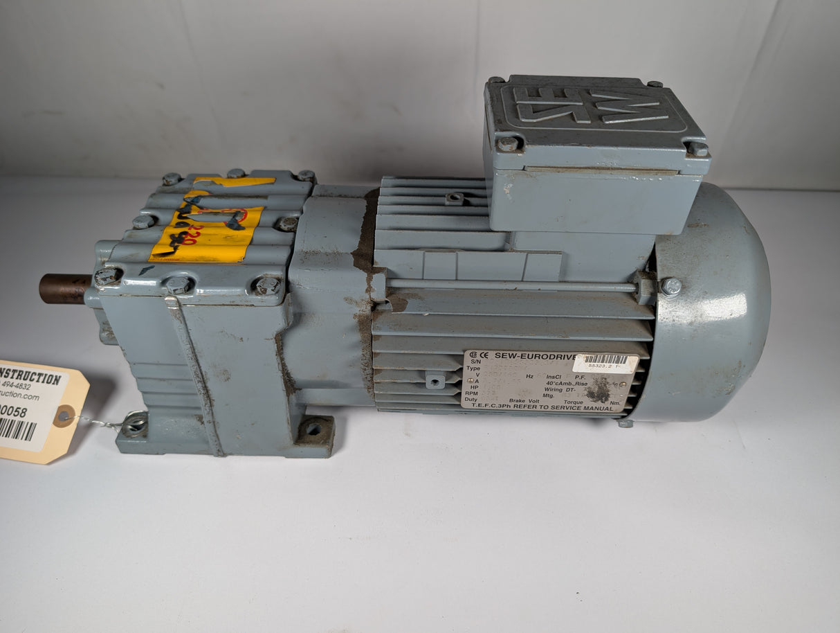 Sew - Eurodrive - 1 HP Electric Motor - R17DT80N4 - Used - Big Liquidators