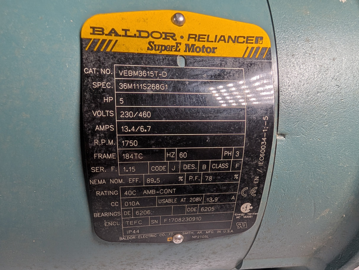 Baldor Reliance - 5 HP Electric Motor - VEBM3615T - D - Used - Big Liquidators