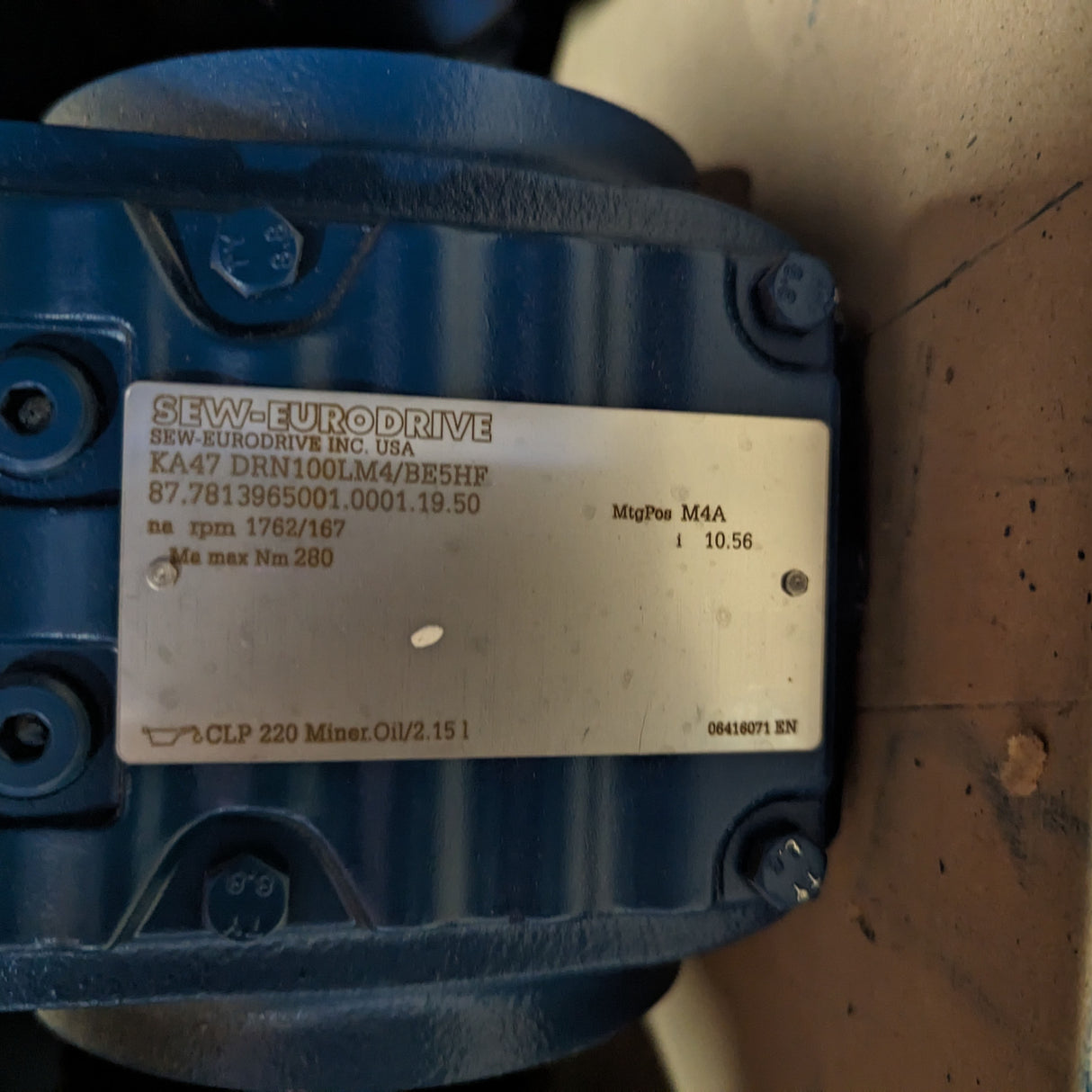 SEW-EURODRIVE KT47 DRN90S4/BE2HR - Helical-Bevel Gearmotor - Used