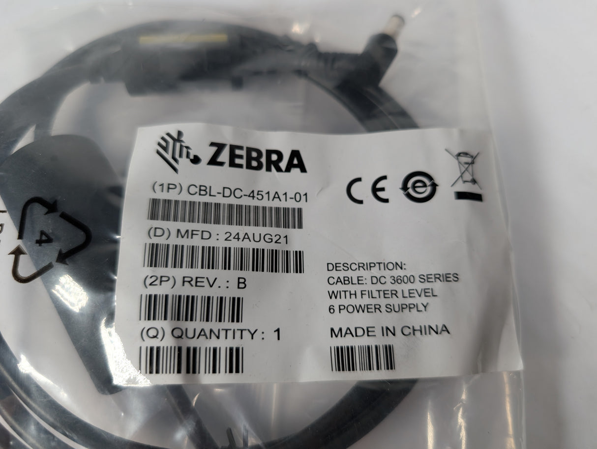 Zebra - 3600 Series DC Line Cord - CBL - DC - 451A1 - 01 - New - Big Liquidators