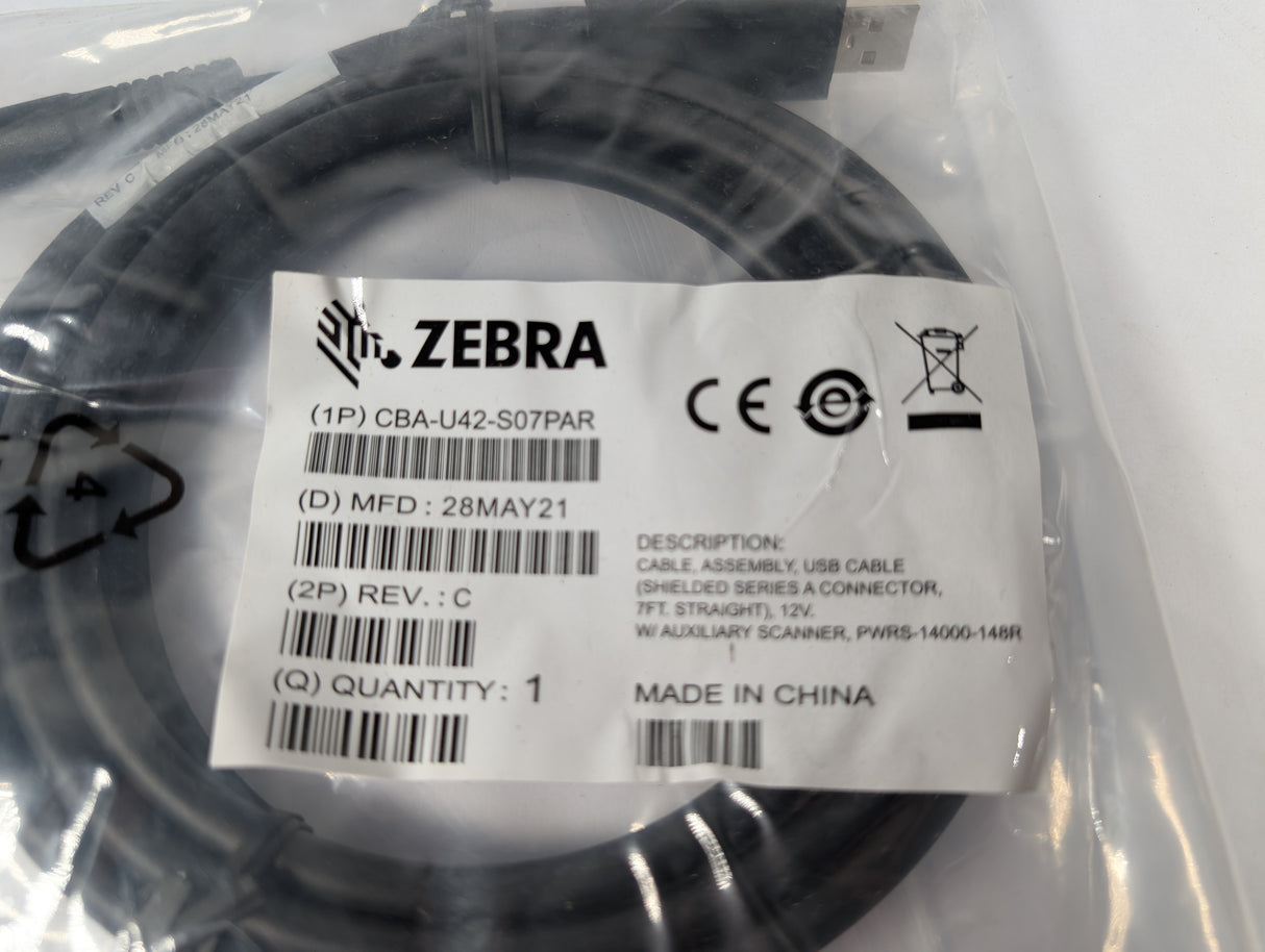 Zebra - Sheilded USB Cable - CBA - U42 - S07PAR - New - Big Liquidators