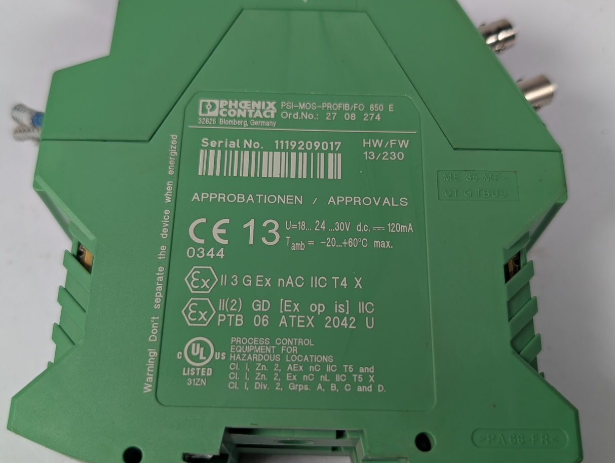 Phoenix Contact - FO Converter - PSI - MOS - PROFIB/FO 850 E - Used - Big Liquidators