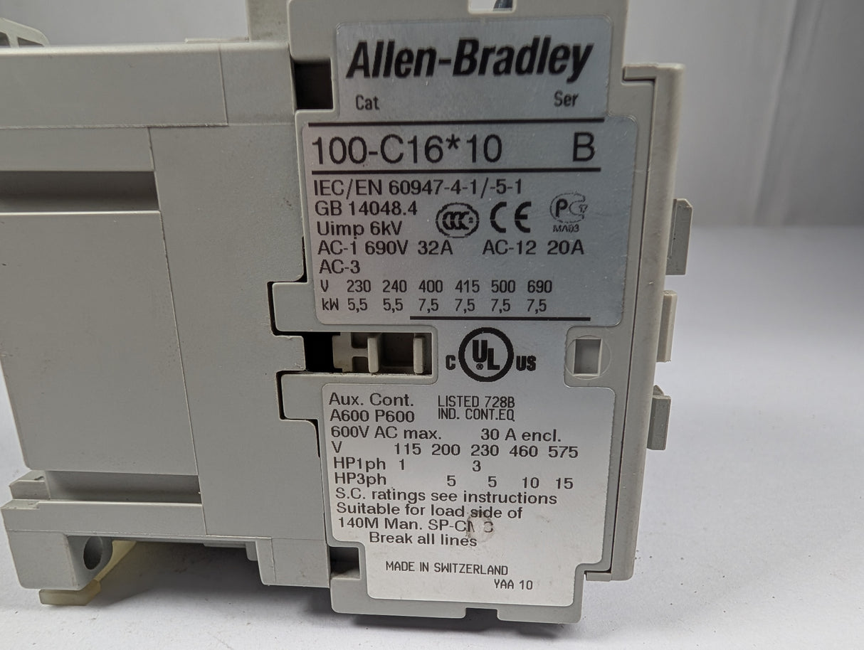 Allen Bradley - 16 Amp Contactor - 100 - C16*10 - Used - Big Liquidators