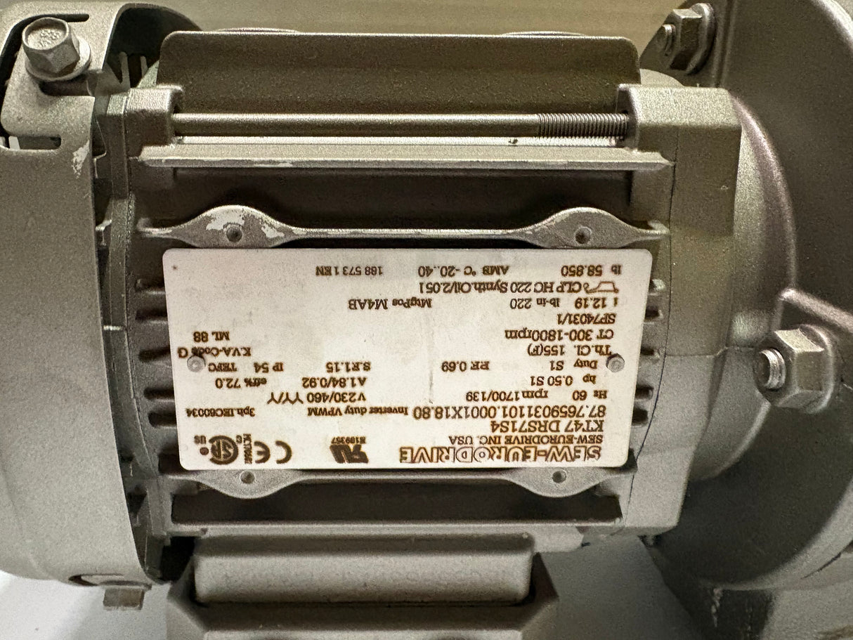 Sew - Eurodrive - 0.5 HP Electric Motor - KT47 DRS71S4 - New - Big Liquidators