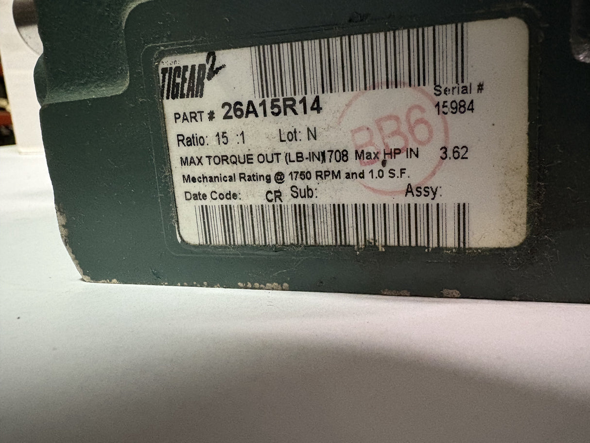 Dodge Tigear - 15:1 Gear Reducer - 26A15R14 - Used - Big Liquidators