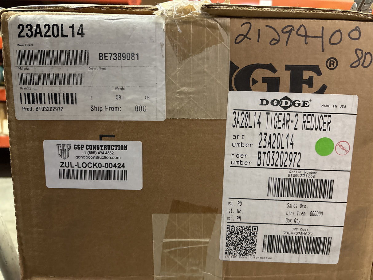 Dodge Tigear - 20:1 Gear Reducer - 23A20L14 - New - Big Liquidators