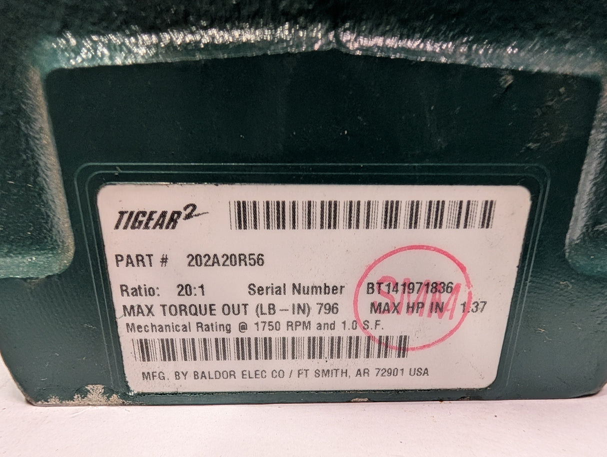 Dodge Tigear - 20:1 Gear Reducer - 202A20R56 - Used - Big Liquidators