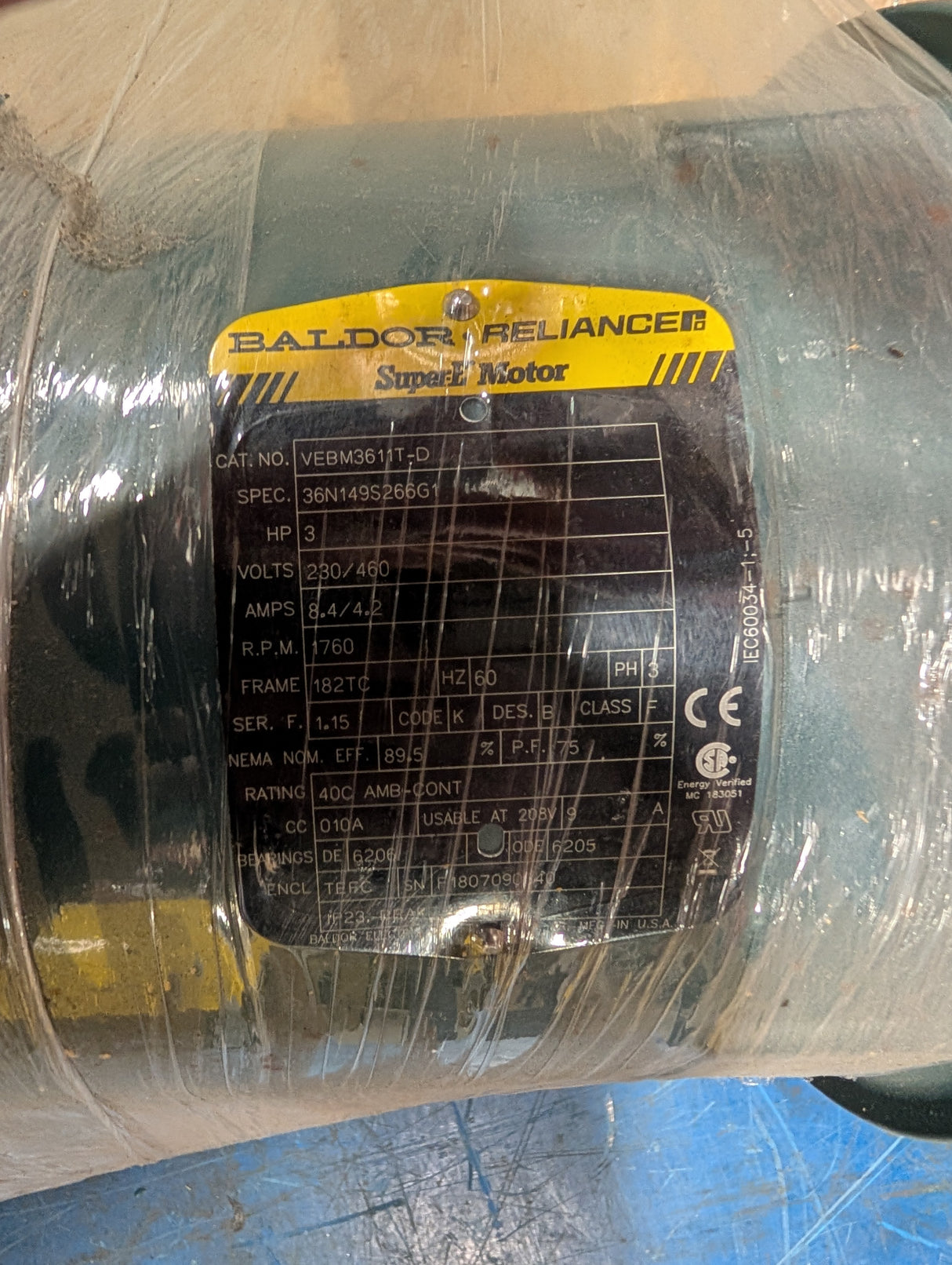 Baldor Reliance - 3 HP Electric Motor - VEBM3611T - D - New - Big Liquidators