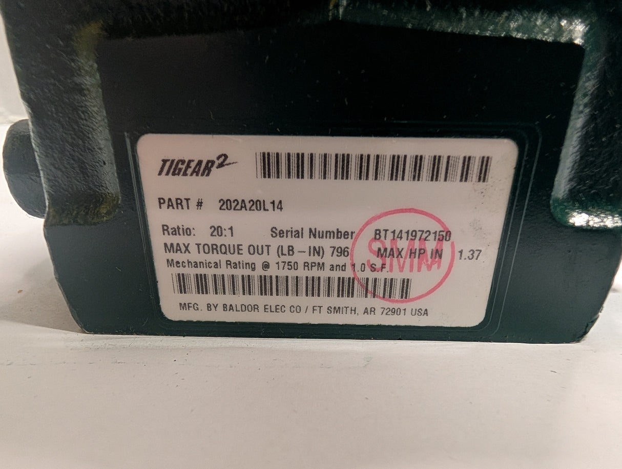 Dodge Tigear - 20:1 Gear Reducer - 202A20L14 - New - Big Liquidators