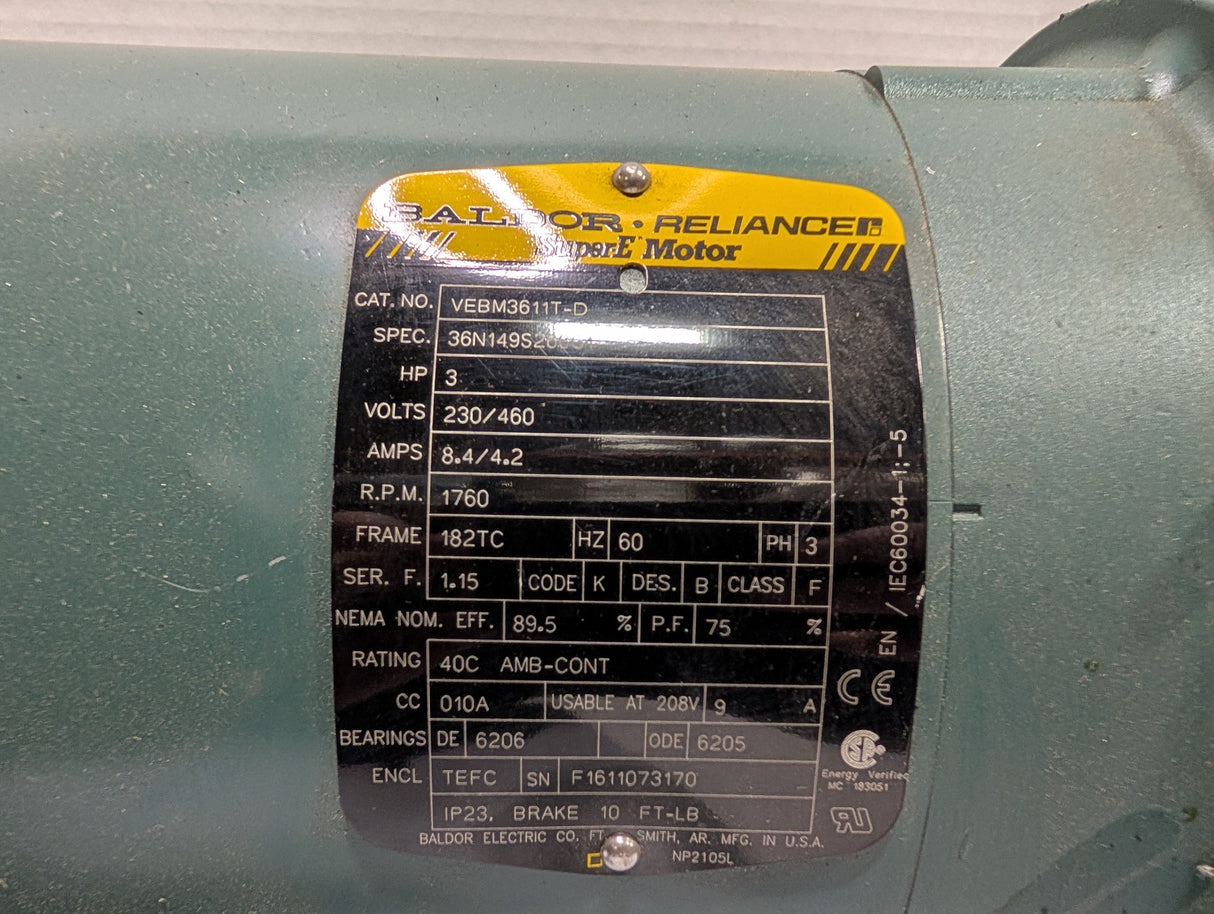 Baldor Reliance - 3 HP Electric Motor - VEBM3611T - D - New - Big Liquidators