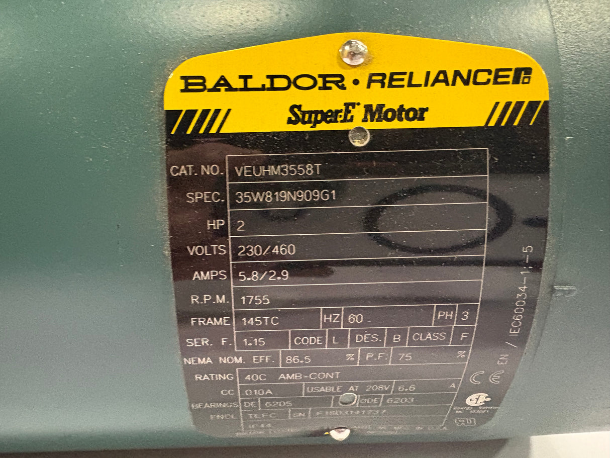 Baldor Reliance - 2 HP Electric Motor - VEUHM3558T - Used - Big Liquidators