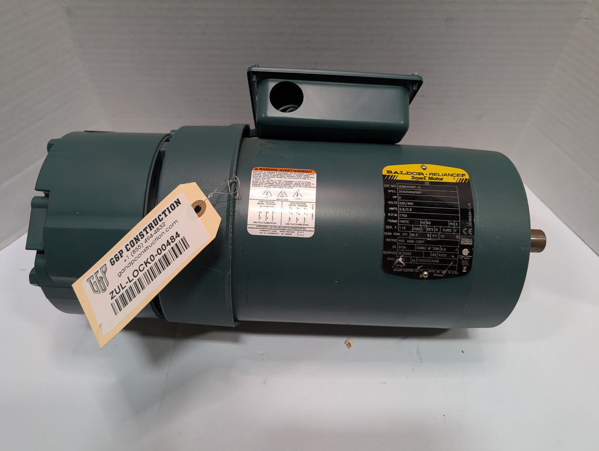 Baldor Reliance - 2 HP Electric Motor - VEBM3558T - D - Used - Big Liquidators