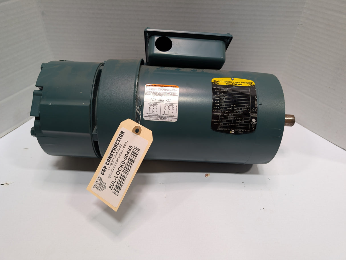 Baldor Reliance - 1.5 HP Electric Motor - VEBM3554T - D - Used - Big Liquidators