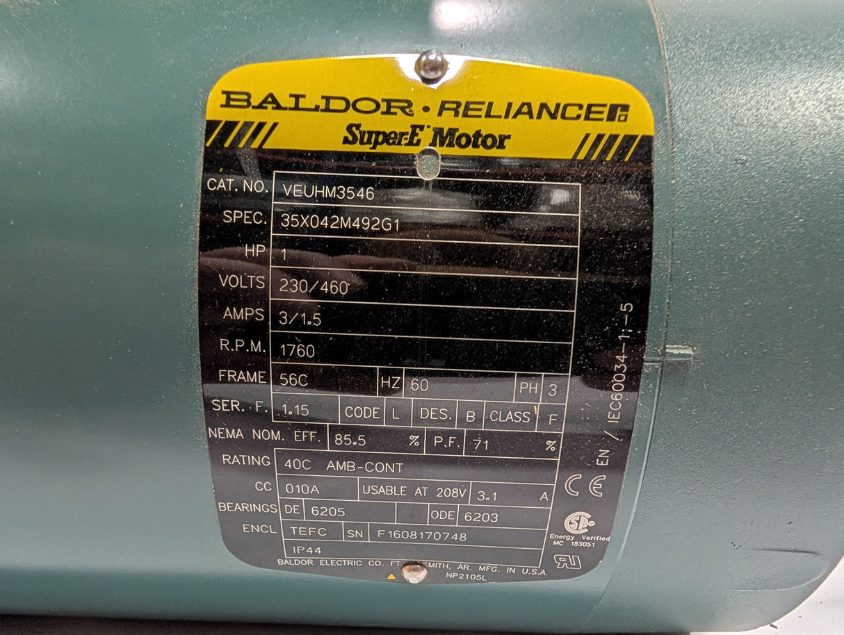 Baldor Reliance - 1 HP Electric Motor - VEUHM3546 - Used - Big Liquidators