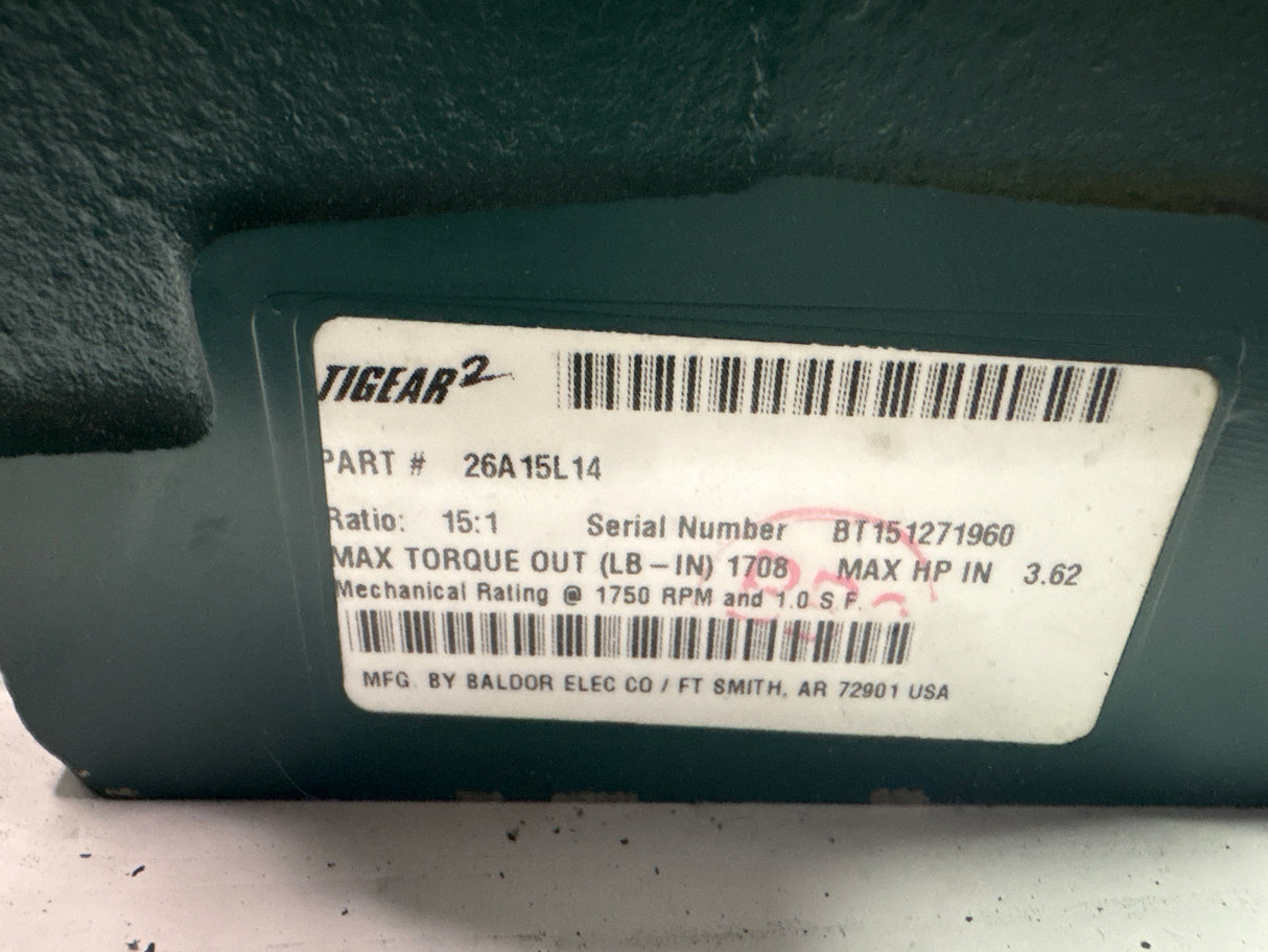 Dodge Tigear - 15:1 Gear Reducer - 26A15L14 - Used - Big Liquidators