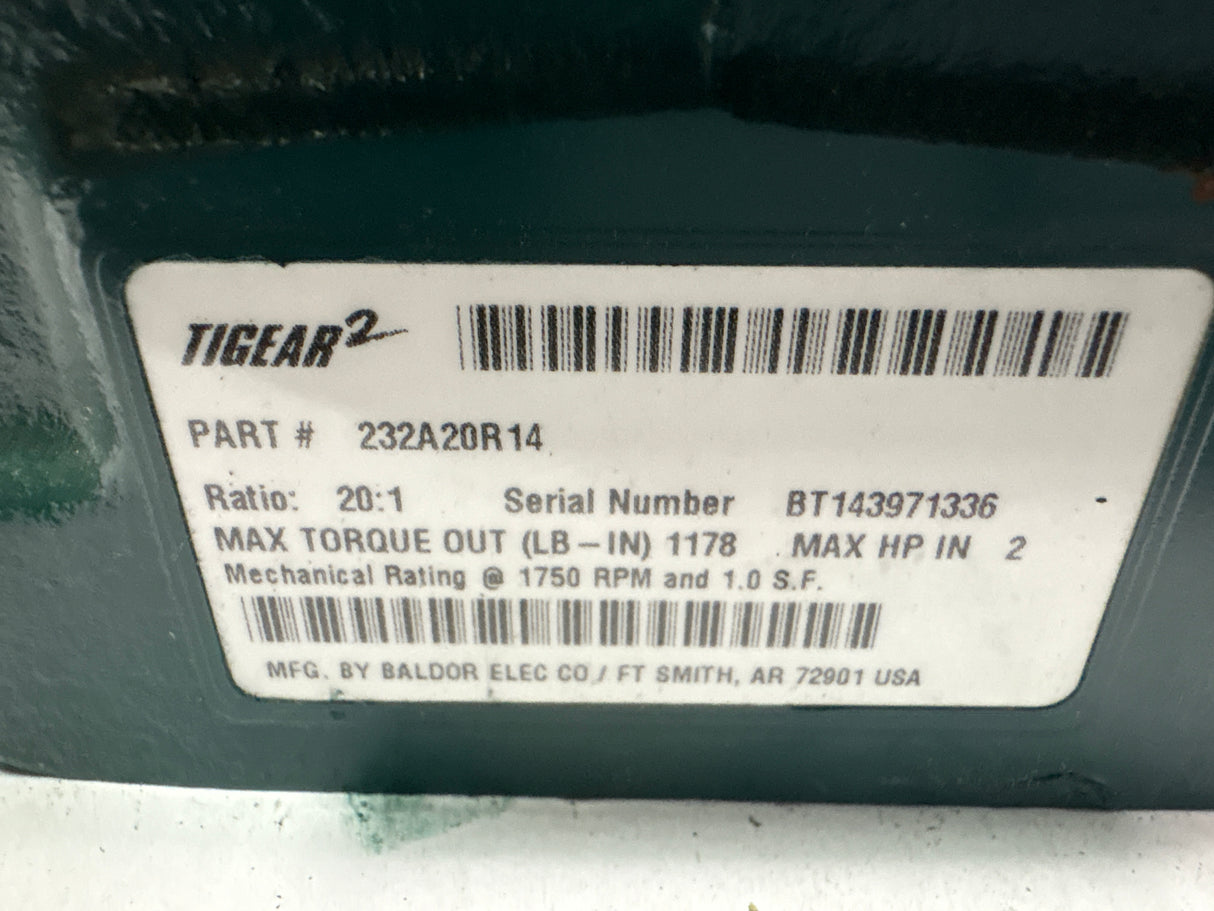 Dodge Tigear - 20:1 Gear Reducer - 232A20R14 - Used - Big Liquidators