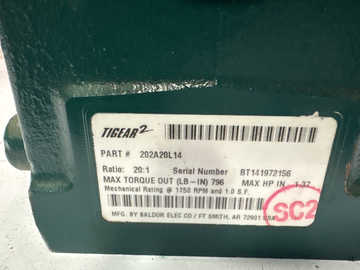 Dodge Tigear - 20:1 Gear Reducer - 202A20L14 - Used - Big Liquidators