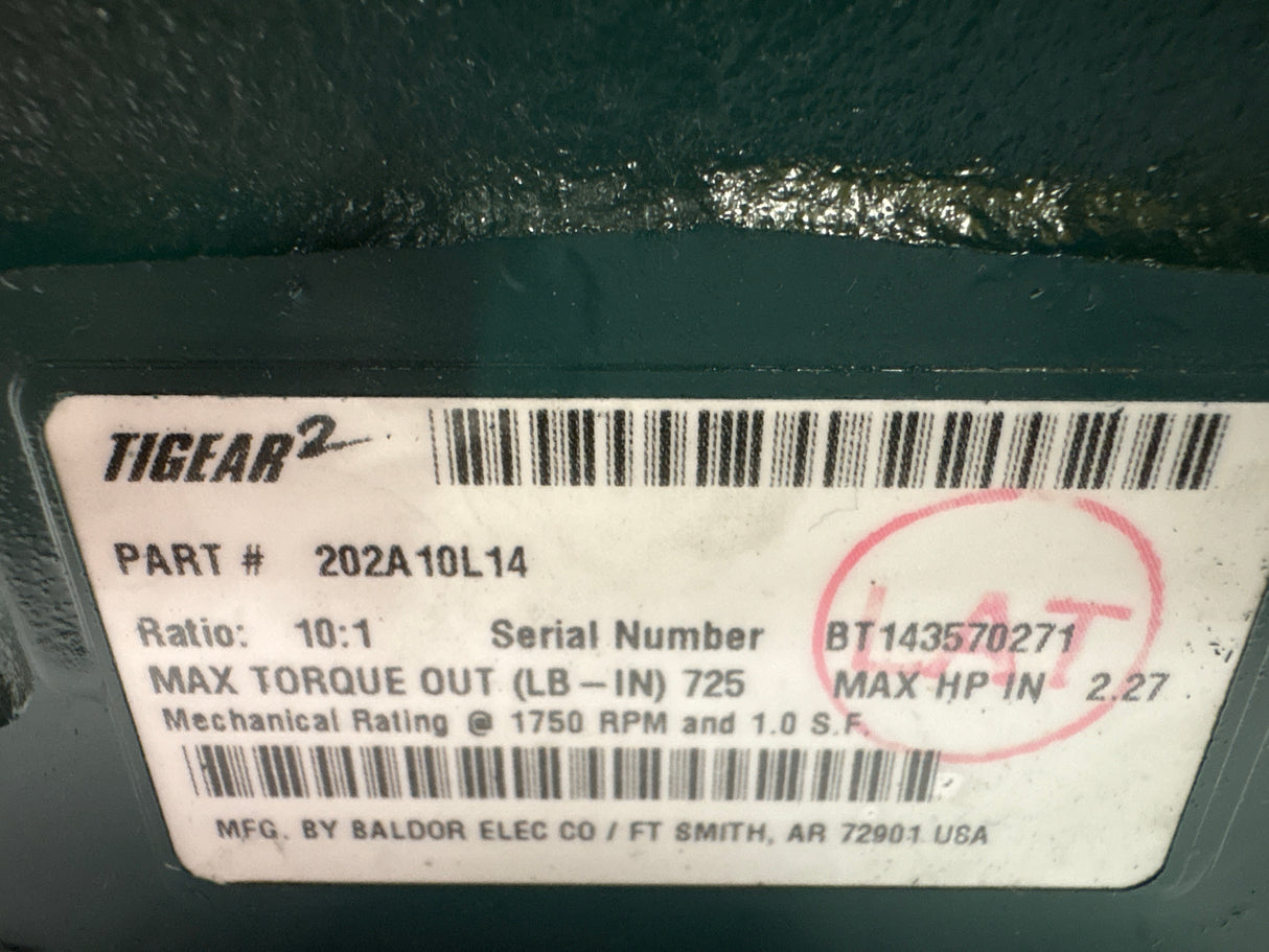 Dodge Tigear - 10:1 Gear Reducer - 202A10L14 - Used - Big Liquidators