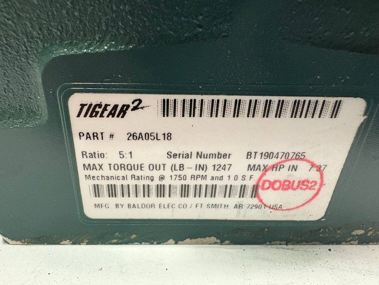 Dodge Tigear - 5:1 Gear Reducer - 26A05L18 - Used - Big Liquidators