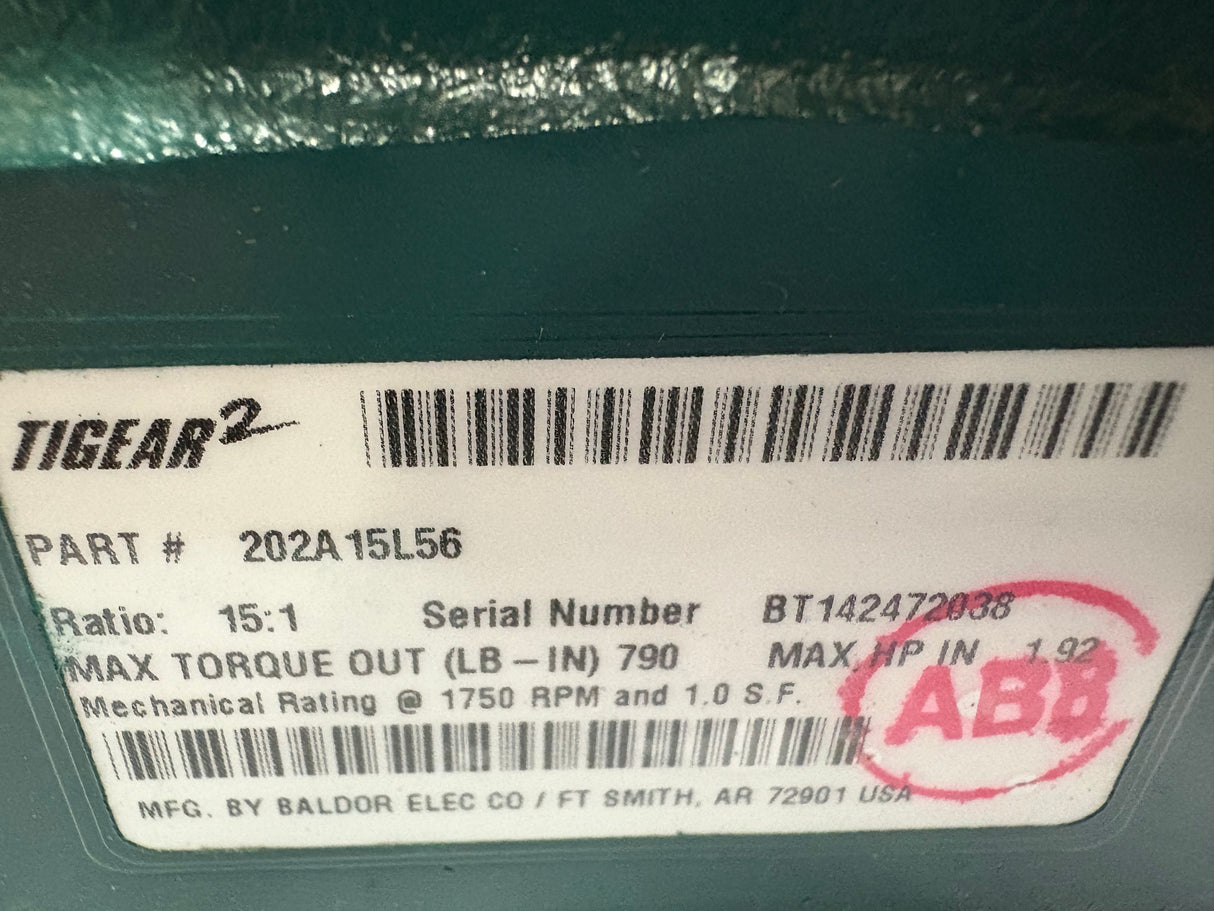 Dodge Tigear - 15:1 Gear Reducer - 202A15L56 - Used - Big Liquidators