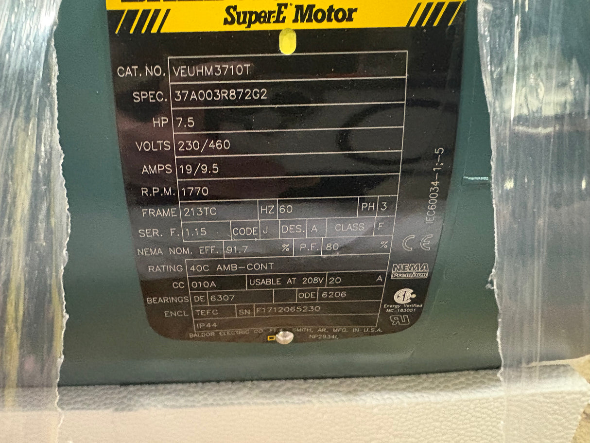 Baldor Reliance - 7.5 HP Electric Motor - VEUHM3710T - New - Big Liquidators