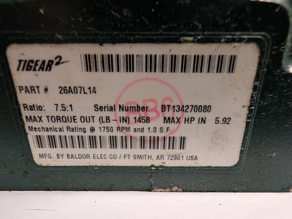 Dodge Tigear - 7.5:1 Gear Reducer - 26A07L14 - Used - Big Liquidators