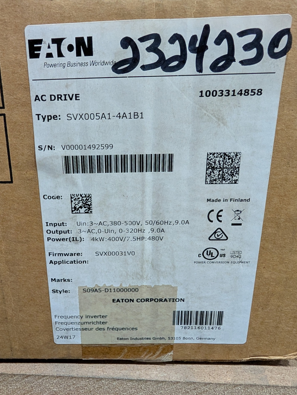 Eaton - Adjustable Frequency Drive - SVX005A1 - 4A1B1 - New - Big Liquidators