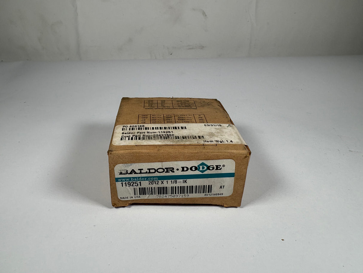 Dodge - Taper Lock Bushing 1 - 1/8" - 2012X11/8 - IK - New - Big Liquidators