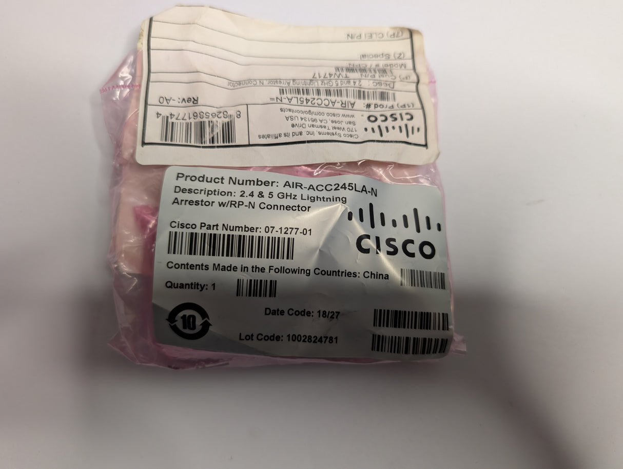 CISCO - 2.4 & 5.0 GHz Lighting Arrestor - AIR - ACC2245LA - N - Used - Big Liquidators