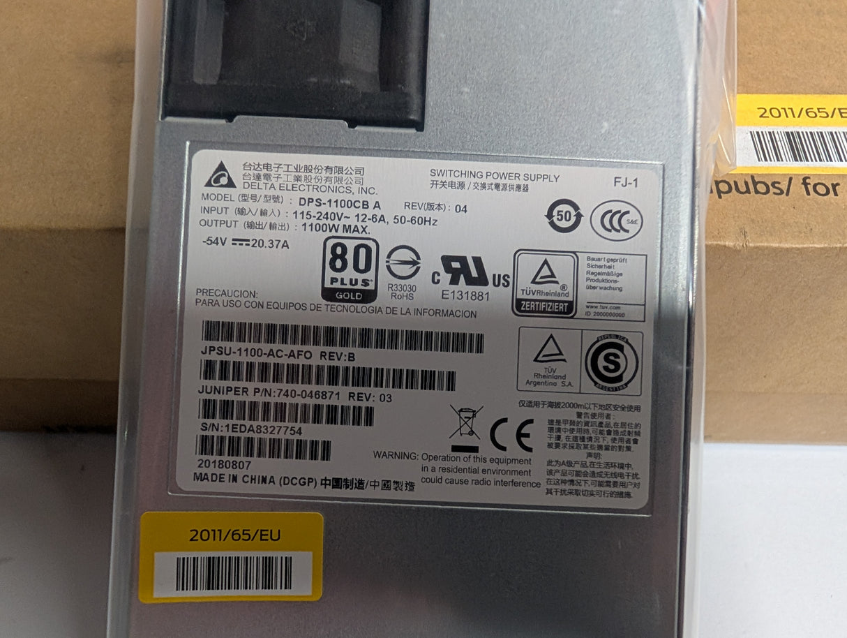 Juniper - 1100W Redundant Power Supply - JPSU - 1100 - AC - AF0 - New - Big Liquidators