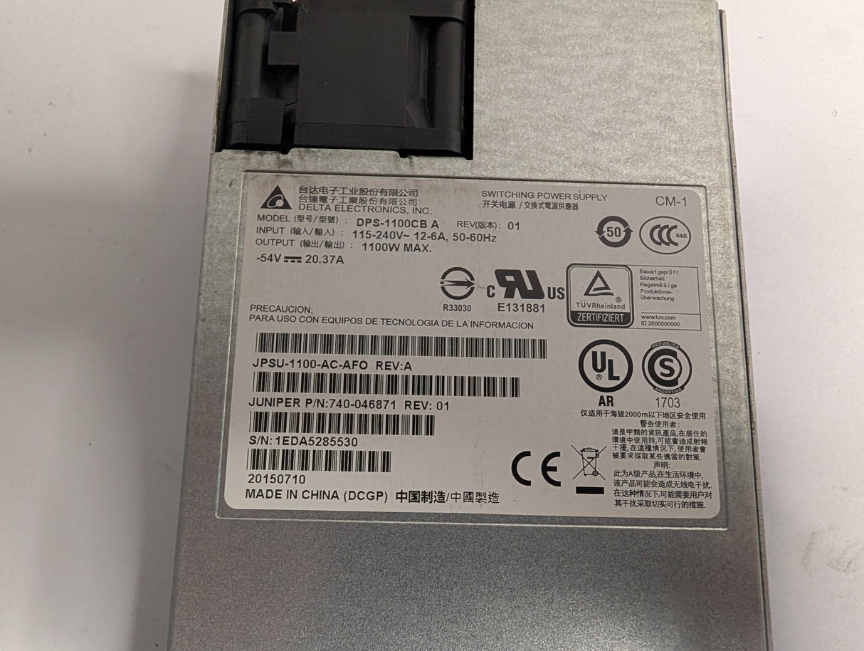 Juniper - 1100W Redundant Power Supply - JPSU - 1100 - AC - AF0 - Used - Big Liquidators