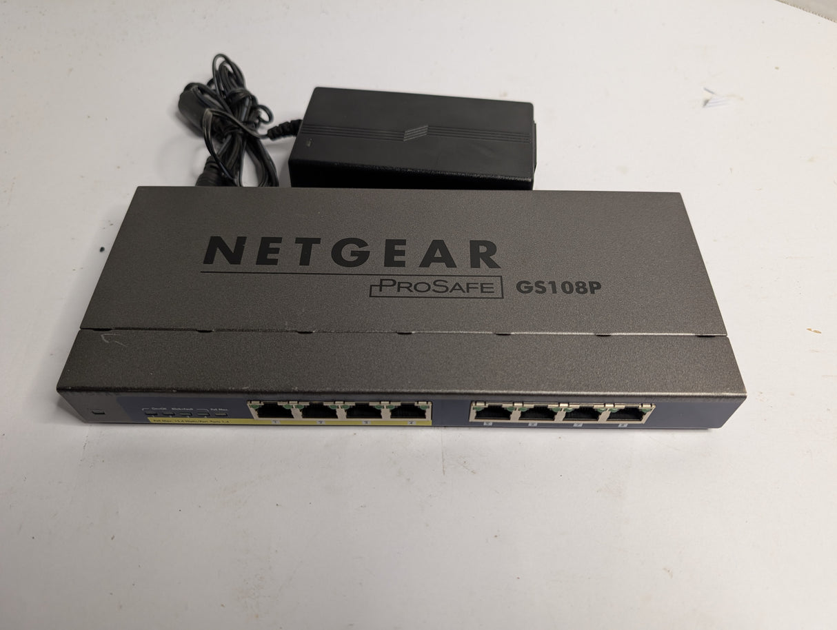 Netgear - ProSafe 8 Port Switch w/4 port PoE - GS108P - Used - Big Liquidators