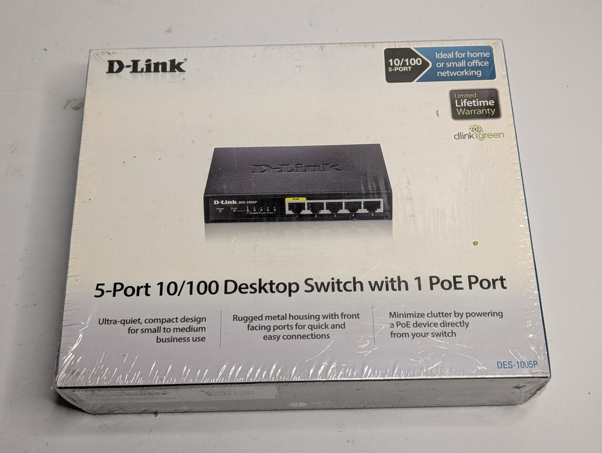 D - Link - 5 - port 10/100 Desktop Switch W/ One PoE Port - DES - 1005P - New - Big Liquidators