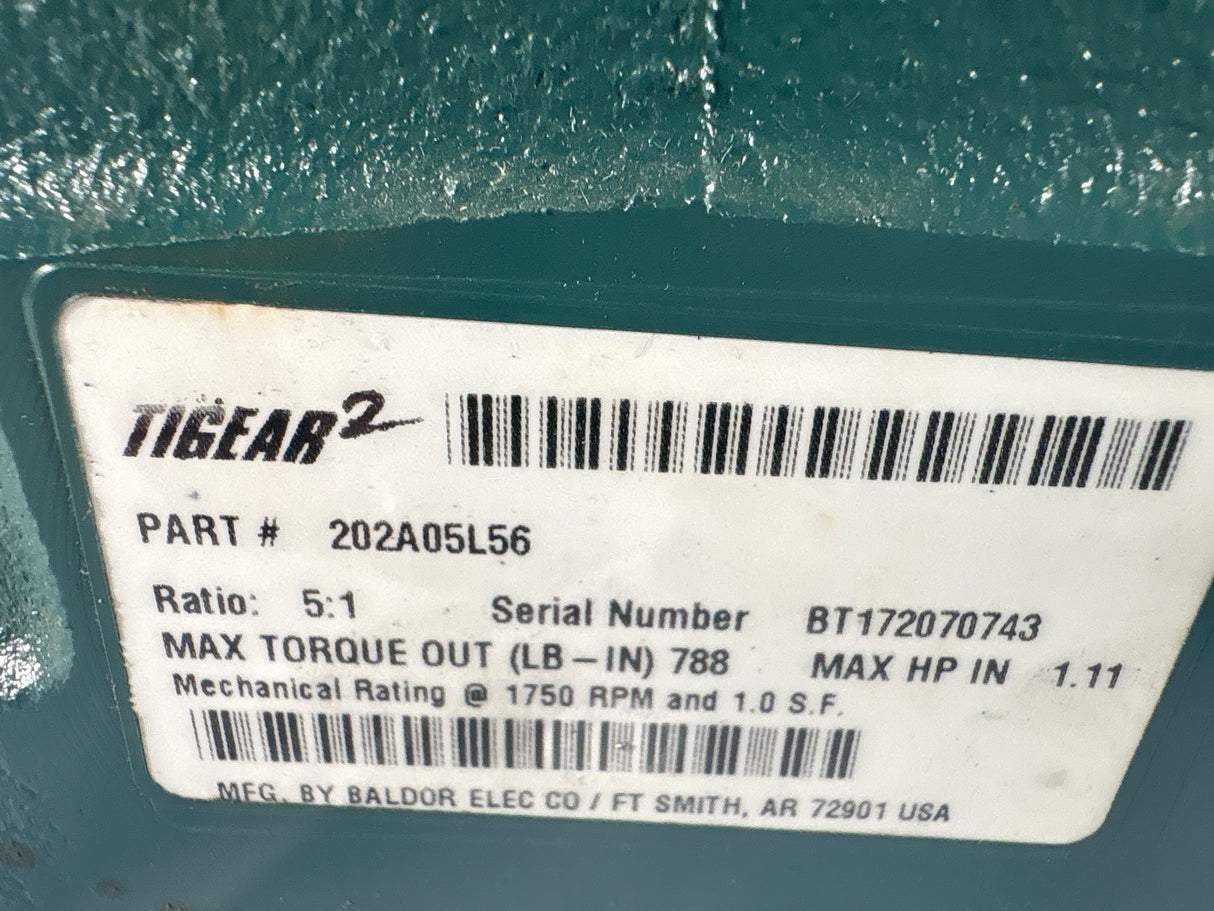 Dodge Tigear - Electric Motor 5:1 Gear Reducer - 202A05L56 - Used - Big Liquidators